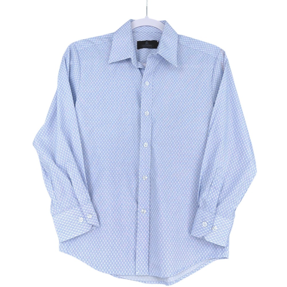 VITTORINO SIGNATURE‎ Long Sleeve Button Down Shirt Blue Pattern Size M 10-12